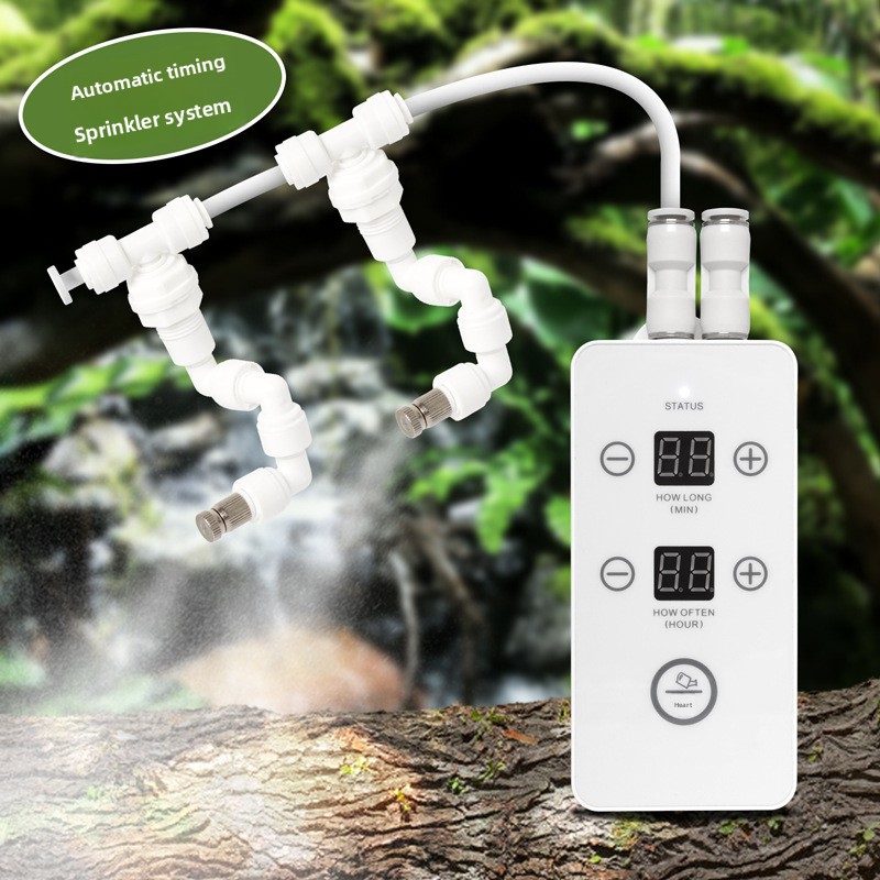 Misting Nozzle Reptile - ระบบพ่นละอองน้ำอัตโนมัติสำหรับสัตว์เลื้อยคลานและสัตว์ครึ่งบกครึ่งน้ำในตู้เลี้ยงสัตว์ พร้อมปั๊มพ่นละอองน้ำอัจฉริยะตั้งเวลาได้ 360 องศา ° หัวฉีดปรับระดับได้