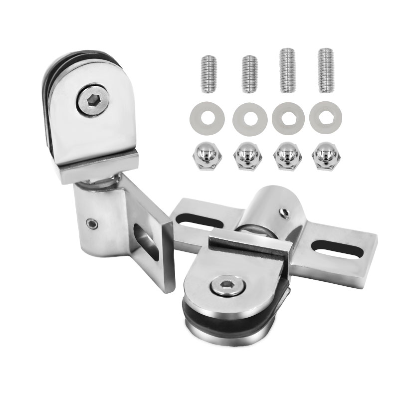 Glass Door Hinge - คลิปหนีบ/ตัวหนีบ/บานพับประตูกระจกห้องน้ำ, แกนประตูหมุนได้, โลหะผสมสังกะสีและสแตนเลส, ไม่เป็นสนิม, อุปกรณ์เสริมสำหรับห้องอาบน้ำ