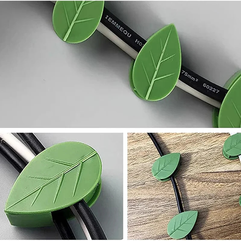 Vine Climbing Plastic - คลิปหนีบต้นไม้แบบติดเอง 10-90 ชิ้น รูปทรงใบไม้ ตะขอแบบซ่อนได้ โครงยึดต้นไม้สีเขียว