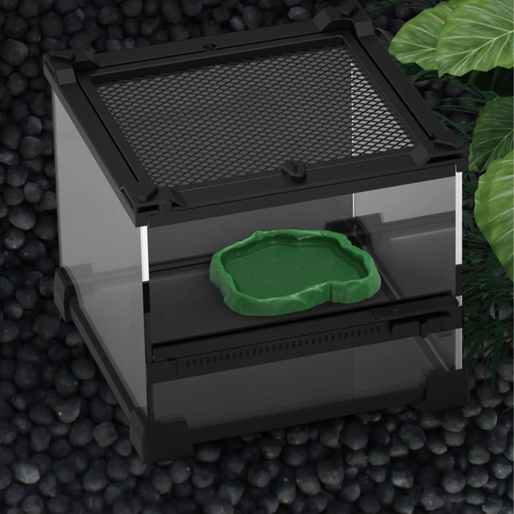 Water Dish Reptile - ชามให้อาหารสัตว์เลื้อยคลานแบบใหม่ ทำจากเรซิน ABS ลายหินเลียนแบบธรรมชาติ ปลอดภัยและทนทาน เหมาะสำหรับสัตว์เลี้ยงประเภทสัตว์เลื้อยคลาน