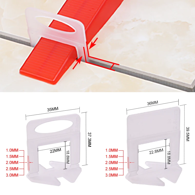 Ceramic Tile Floor - คลิปปรับระดับกระเบื้องเซรามิก 100 ชิ้น ขนาด 1/1.5/2/2.5/3 มม.