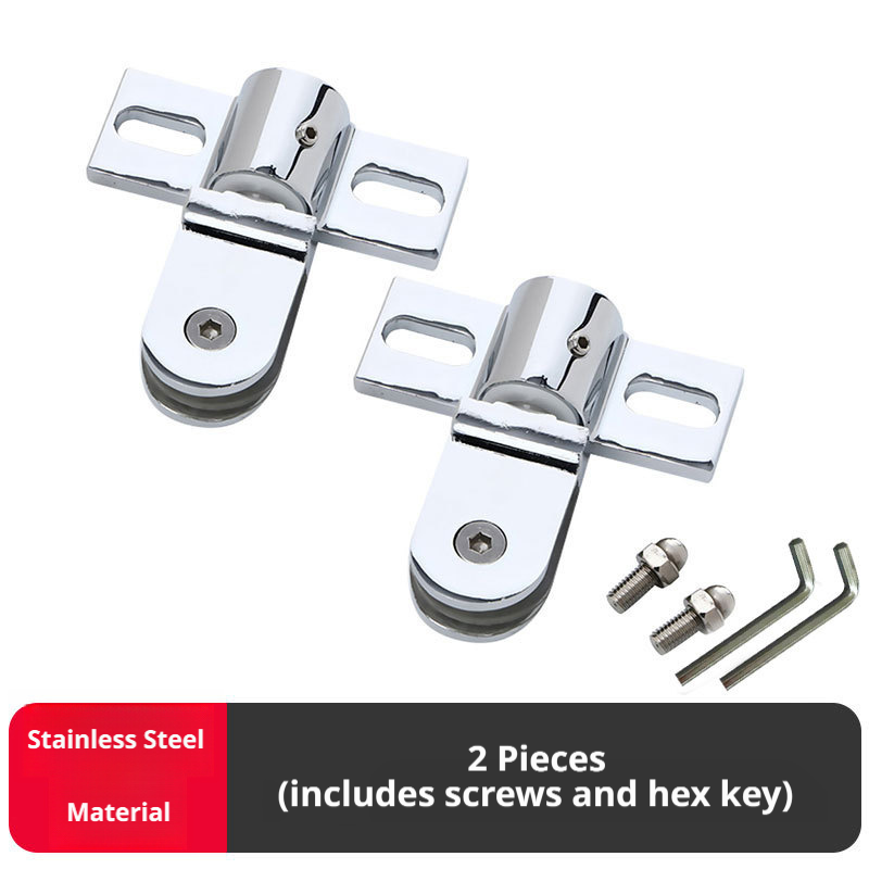Glass Door Hinge - คลิปหนีบประตูกระจกห้องน้ำ ทำจากสังกะสีผสมสแตนเลส พร้อมแกนหมุน บานพับประตู ไม่เป็นสนิม อุปกรณ์เสริมสำหรับห้องอาบน้ำ