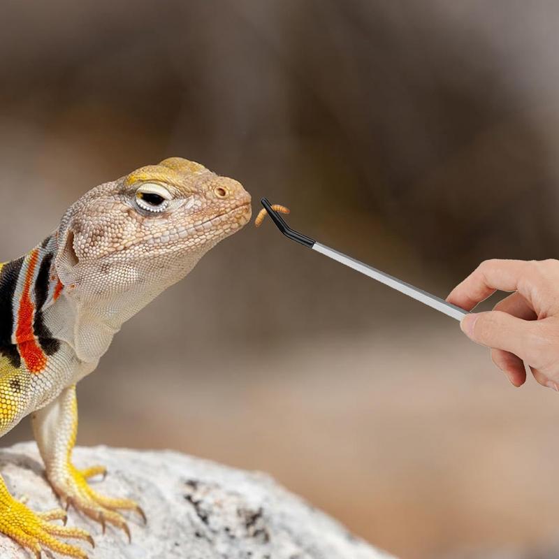 Feeding Tong Stainless - ยาวพิเศษสัตว์เลื้อยคลานให้อาหารแหนบ Bearded Dragon Aquarium Tweezer พร้อมปลายยาง