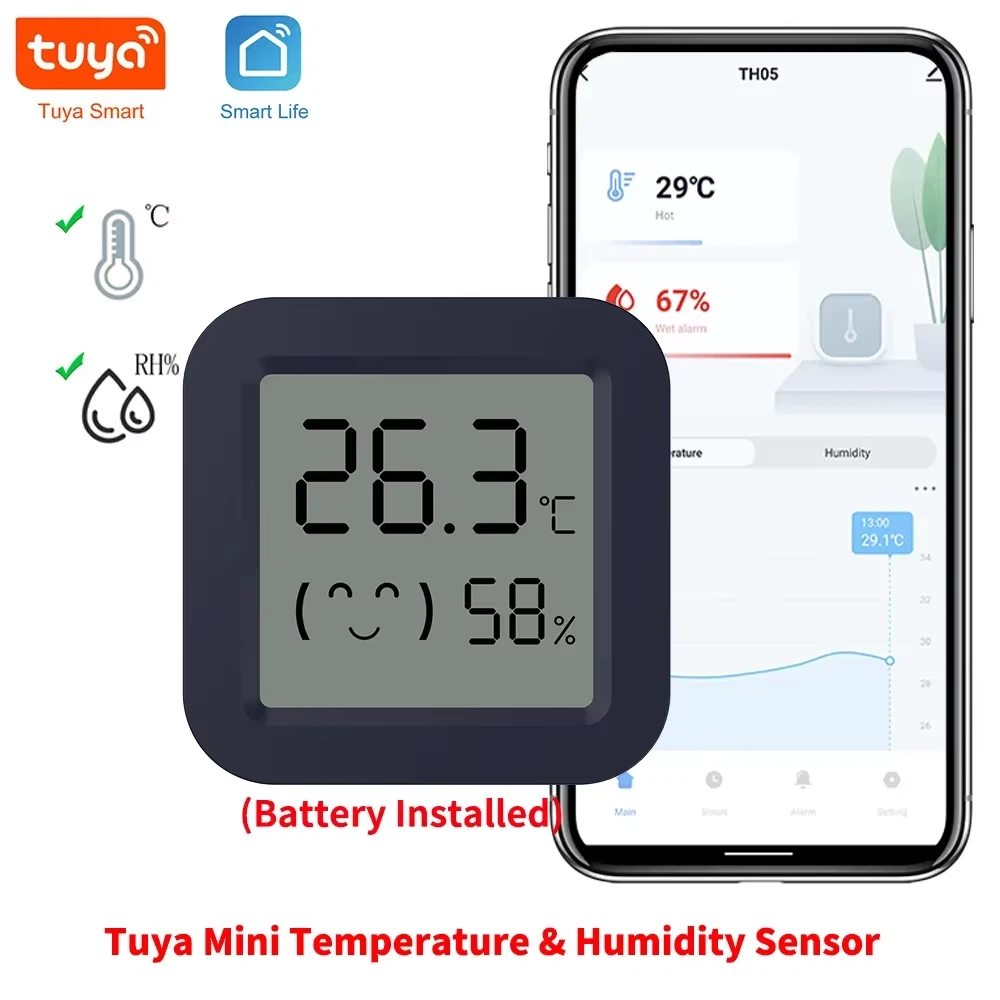 Digital Hygrometer Probe - BT เซ็นเซอร์วัดอุณหภูมิและความชื้น หน้าจอ LCD ขนาดเล็ก สมาร์ททูย่า